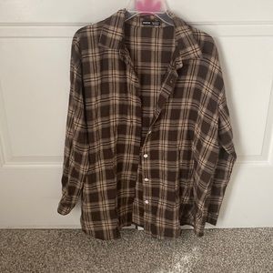 Shein Brown Button-Up Flannel